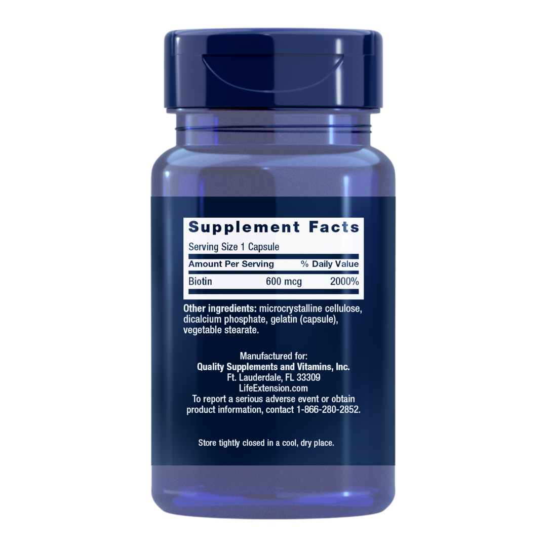 Life Extension Biotin | 600 mcg, 100 capsules