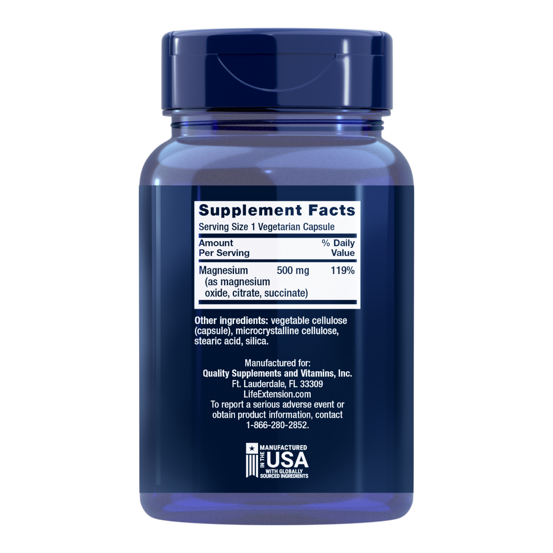 Life Extension Magnesium Caps | 500 mg, 100 vegetarian capsules