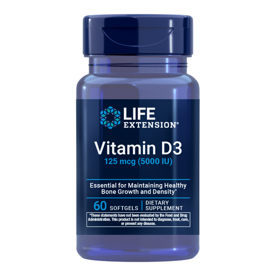 Life Extension Vitamin D3 | 125 mcg (5000 IU), 60 softgels