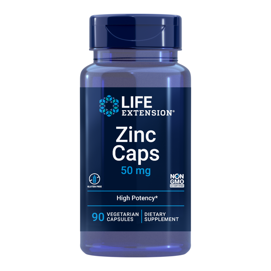 Life Extension Zinc Caps | 50 mg, 90 vegetarian capsules