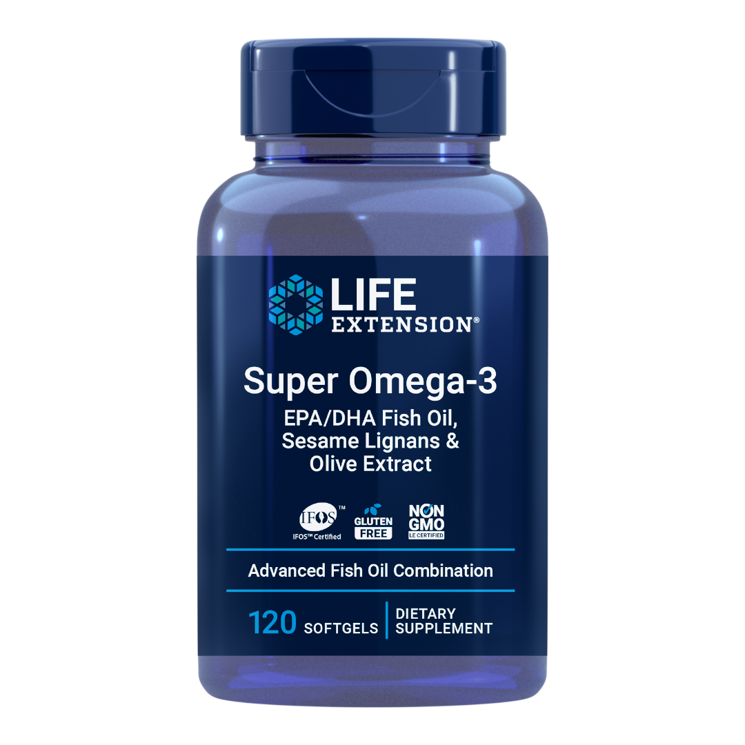 Life Extension Super Omega-3 EPA/DHA Fish Oil, Sesame Lignans & Olive Extract | 120 softgels