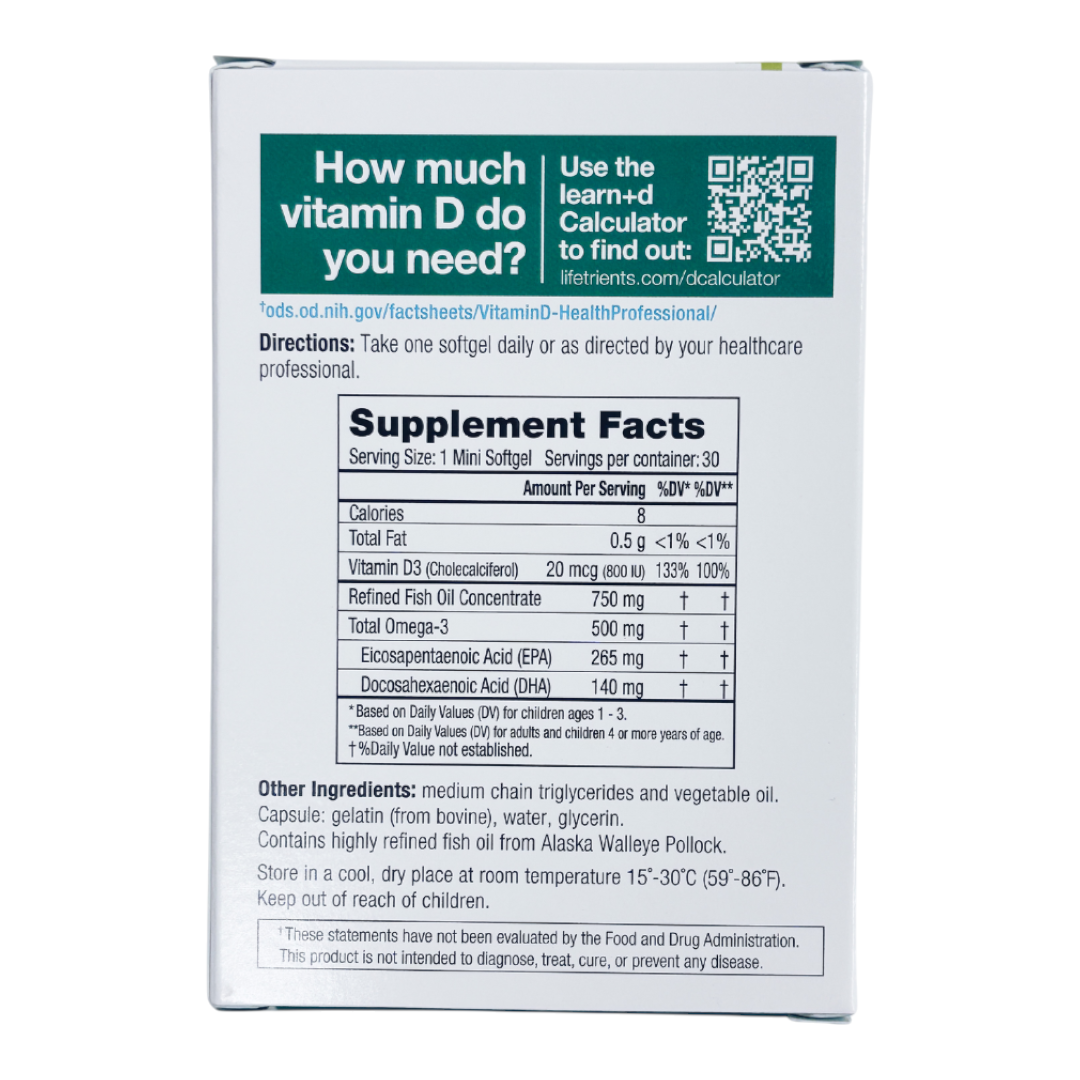 Lifetrients Learn+d (vitamin D3 + omega-3) | 30 mini softgels