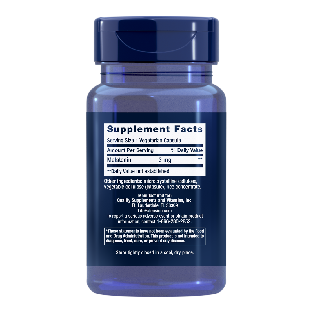 Life Extension Melatonin | 3 mg, 60 vegetarian capsules