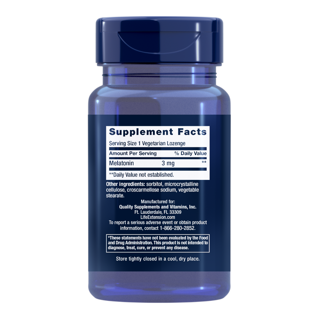 Life Extension Melatonin | 3 mg, 60 vegetarian lozenges