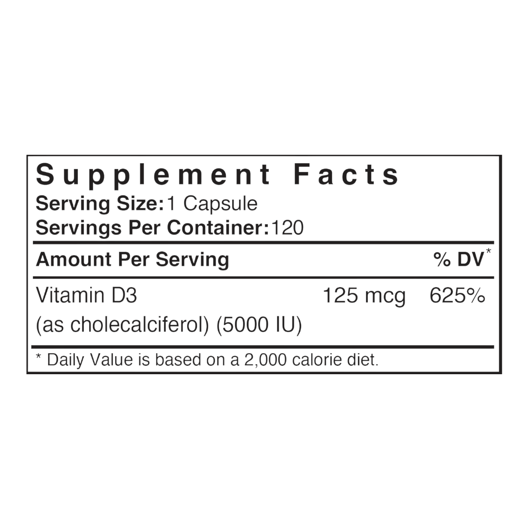 Patient One Vitamin D3 5000 | 120 vegetable capsules