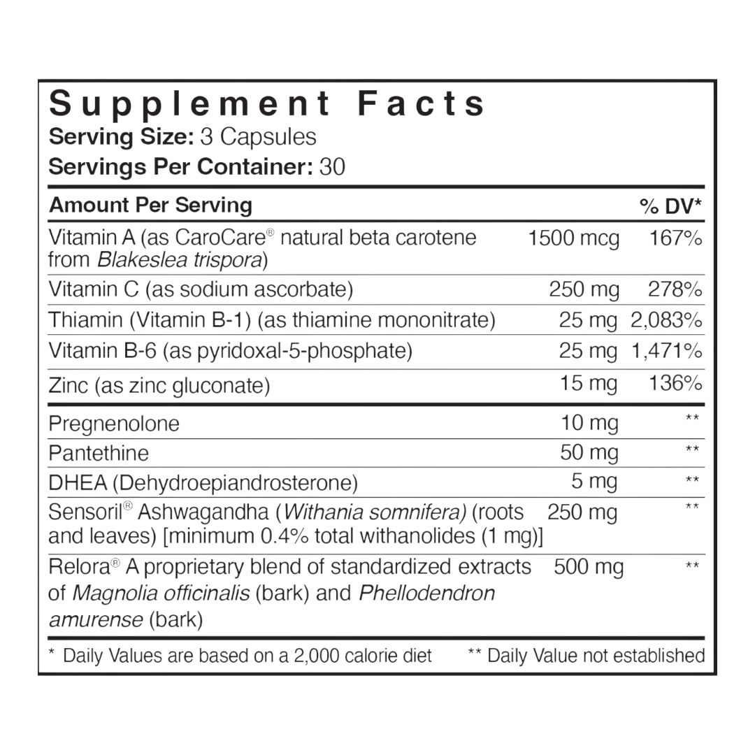 Patient One Adrenal D-Stress with Relora and Sensoril | 90 vegetable capsules