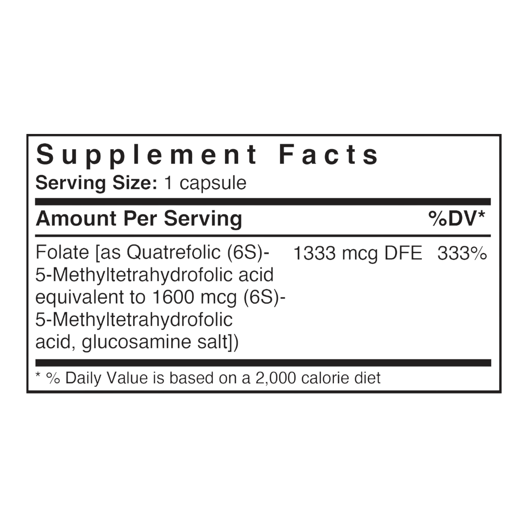 Patient One Q-Folate ( as 5-MTHF Quatrefolic) | 800 mcg, 60 vegetable capsules