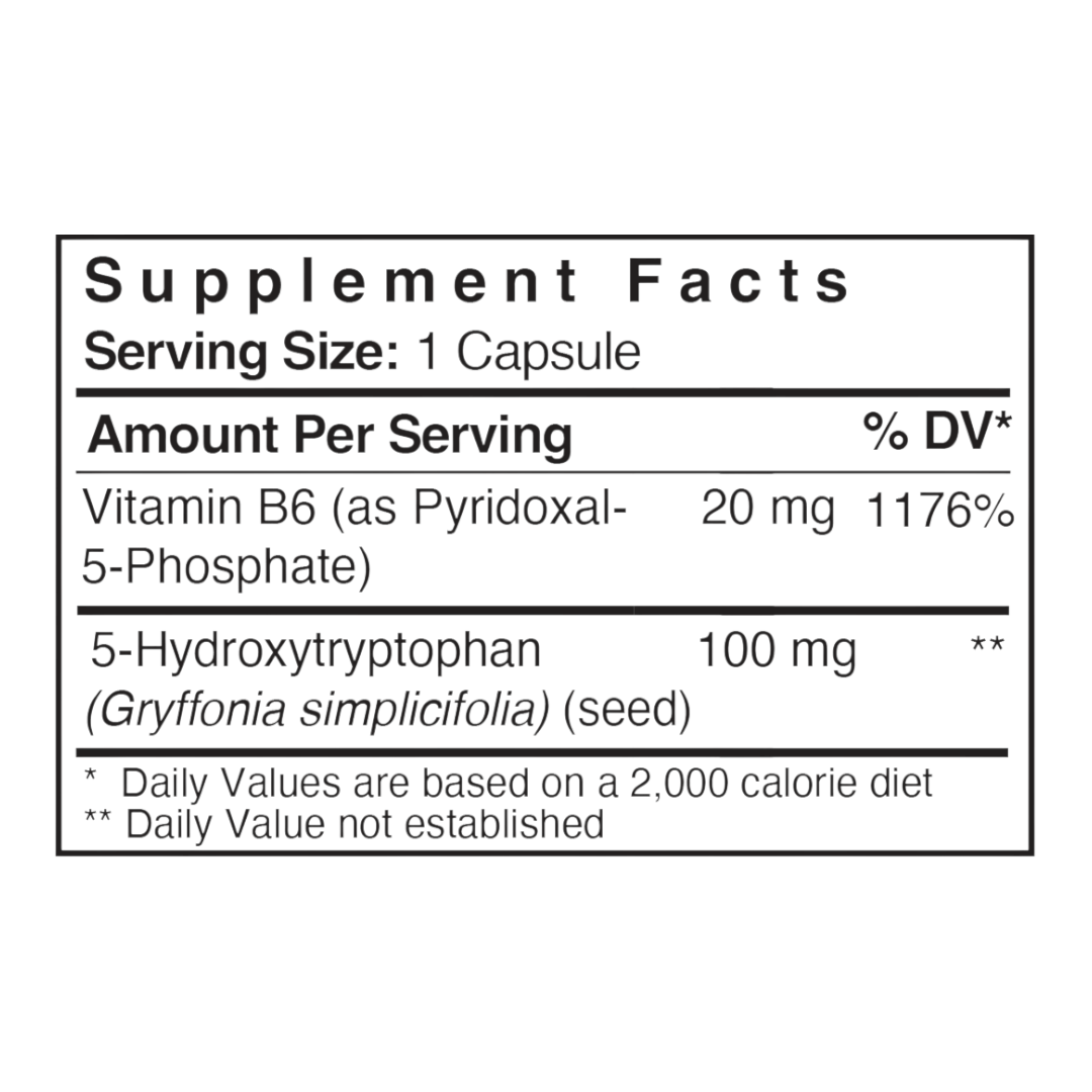 Patient One 5-HTP with Vitamin B6 | 100 mg, 60 vegetable capsules