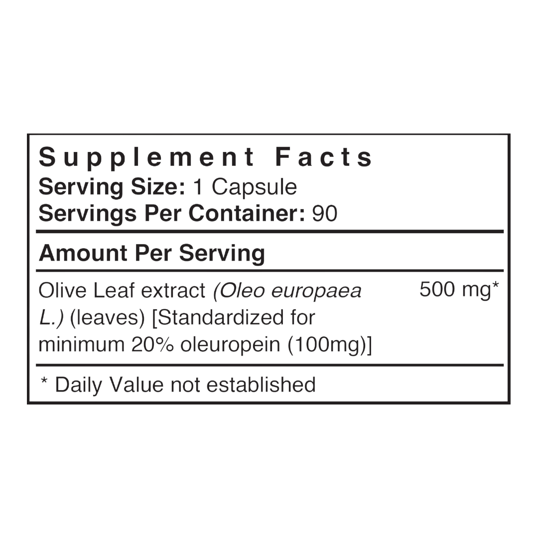 Patient One Olive Leaf Extract | 500 mg, 90 vegetable capsules