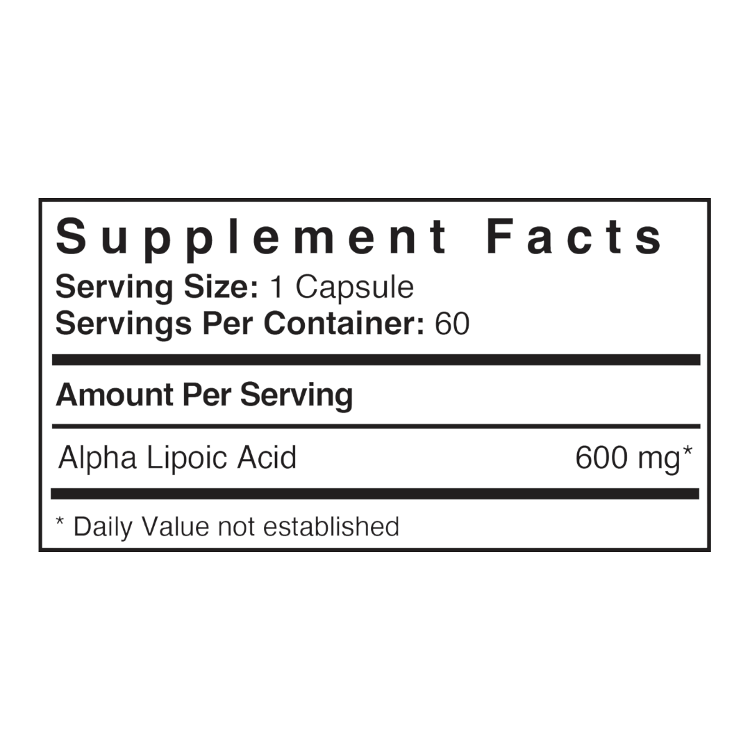 Patient One Alpha Lipoic Acid | 600 mg, 60 vegetable capsules