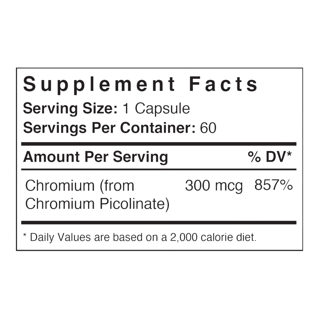 Patient One Chromium Picolinate | 300 mcg, 60 vegetable capsules