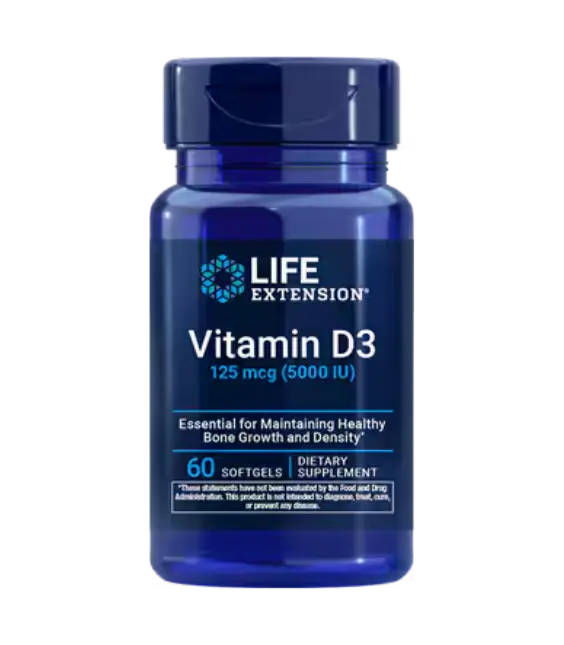 Life Extension Vitamin D3 | 125 mcg (5000 IU), 60 softgels