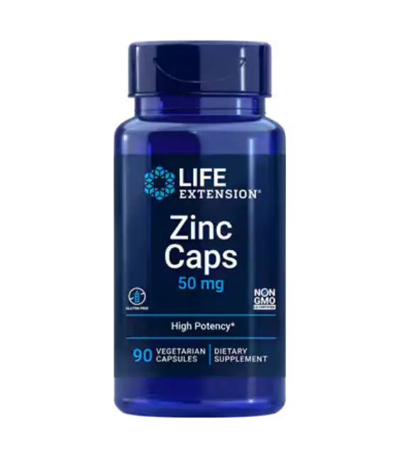 Life Extension Zinc Caps | 50 mg, 90 vegetarian capsules