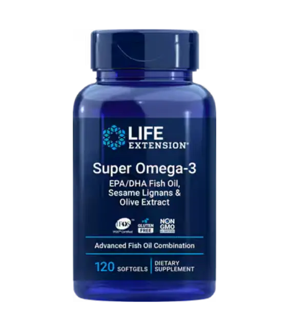Life Extension Super Omega-3 EPA/DHA Fish Oil, Sesame Lignans & Olive Extract | 120 softgels
