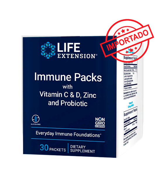 Life Extension Immune Packs with Vitamin C & D, Zinc and Probiotic | 30 packets