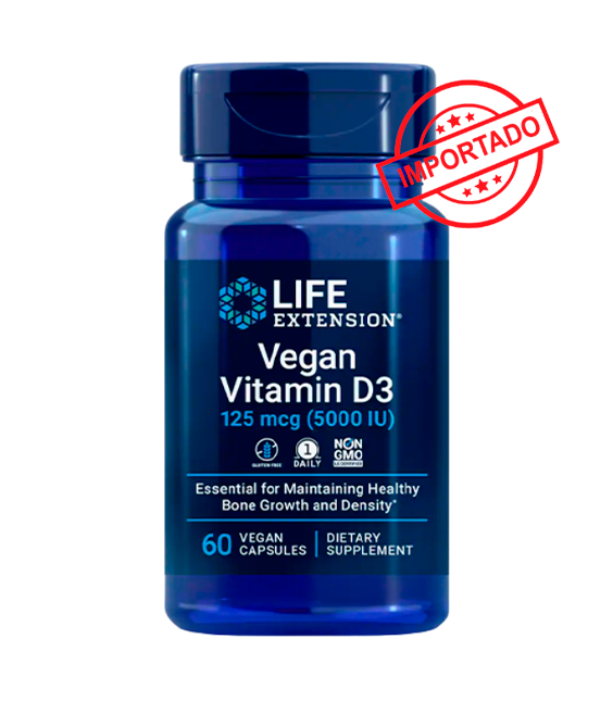 Life Extension Vegan Vitamin D3 | 125 mcg (5000 UI), 60 vegan capsules